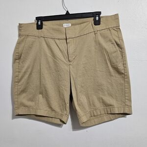J Crew Chino midrise stretch tan shorts. Size 14.
